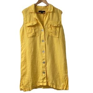 Marc New York Andrew Marc Butter Yellow M Linen Button Sleeveless Tunic Dress